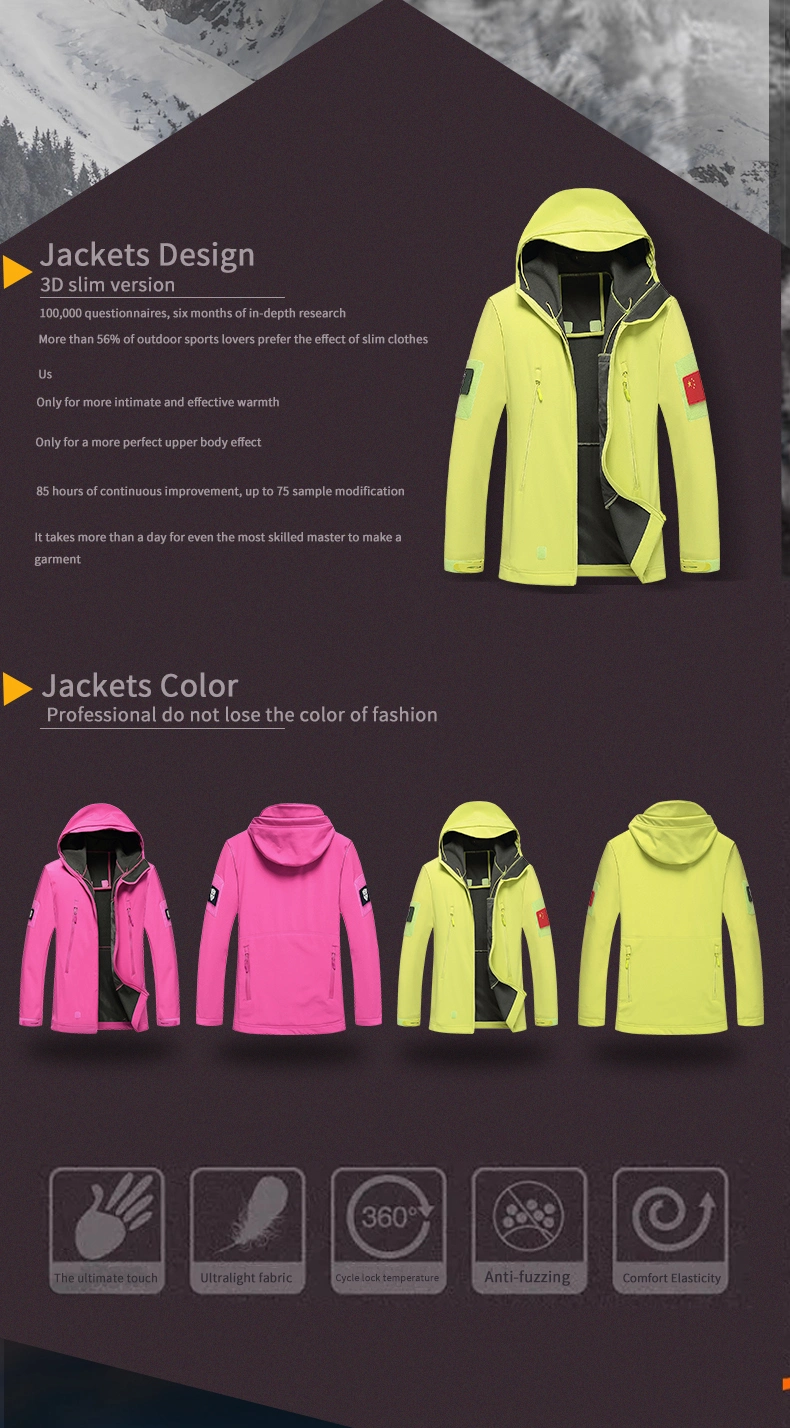 Women′ S Soft Shell Jacket, Wool Lined Thermal Jacket, Lightweight Hooded Windproof Coat, and a Sweater.