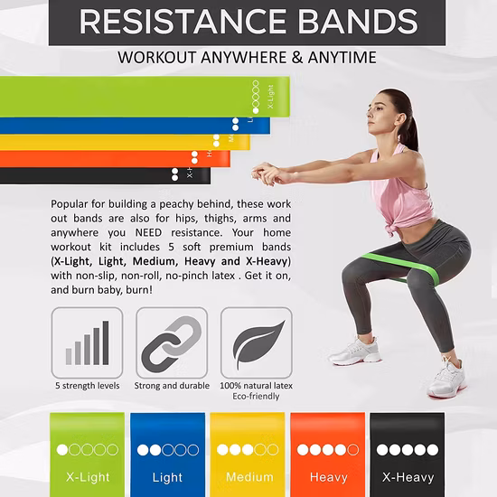 Набор для пилатеса Workout Sport Small Loop, 5 широких подставок, мини-лента